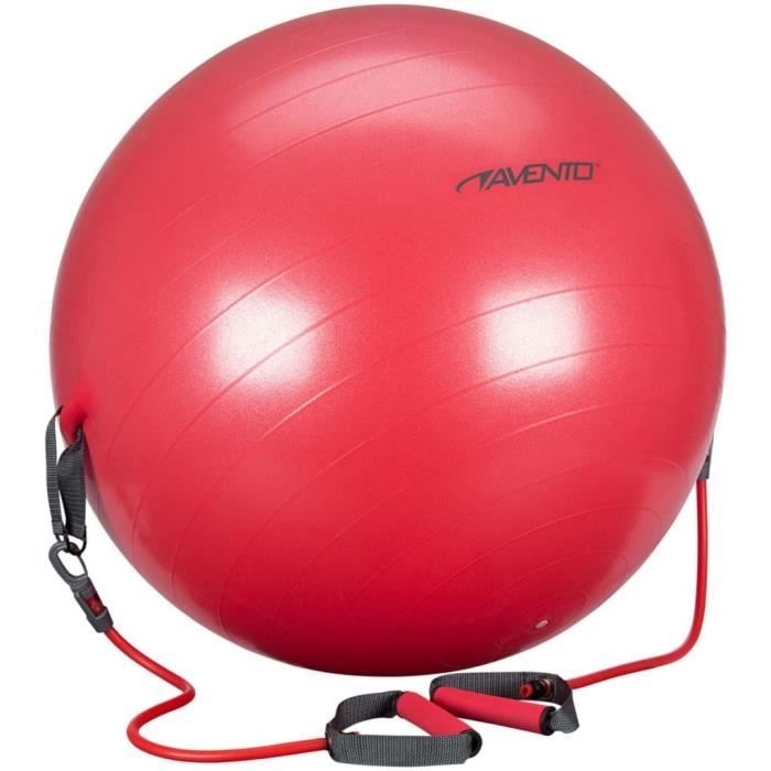 Avento Ballon de fitness et tubes de résistance 65cm Rouge 41TO-ROG-65