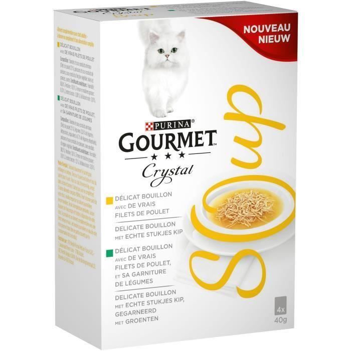 GOURMET Crystal Soup recettes au poulet - Pour chat adulte - 4 x 40 g (Lot de 3)