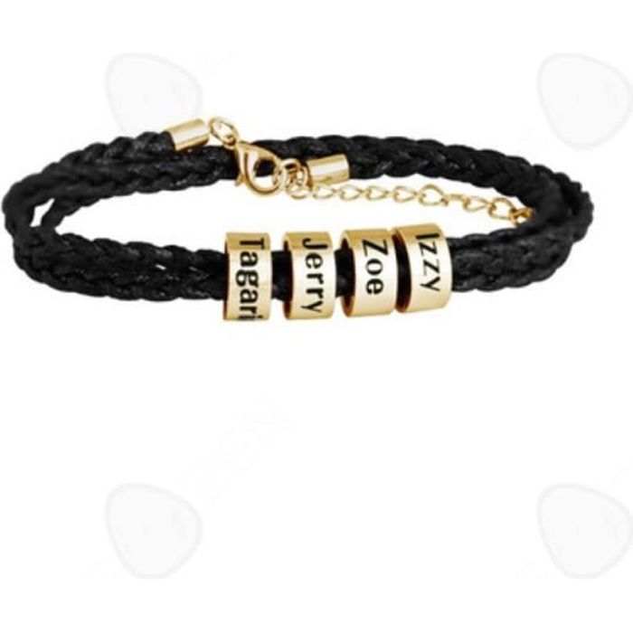 CONFO® Bracelet personnalisé, bracelet tressé cordon cuir, cadeau fête des pères