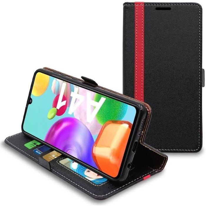 ebestStar ® pour Samsung Galaxy A41 - Etui Portefeuille PU Cuir , Noir / Rouge