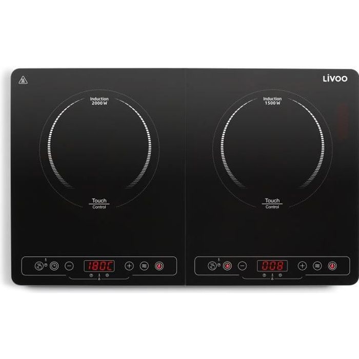 LIVOO DOC236 Plaque à induction Double - 22cm - de 60° à 240° - Noir