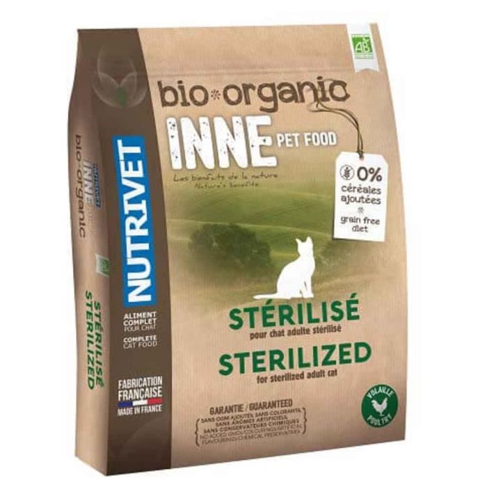 Nutrivet - Croquettes Bio INNE Stérilisé à la Volaille pour Chats - 1,5Kg