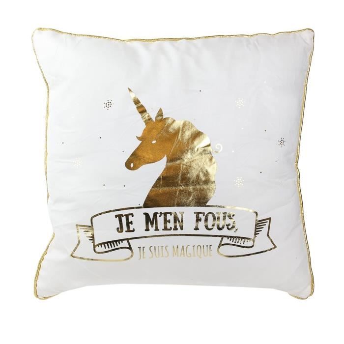 Coussin Licorne - 40 x 40 cm - Doré