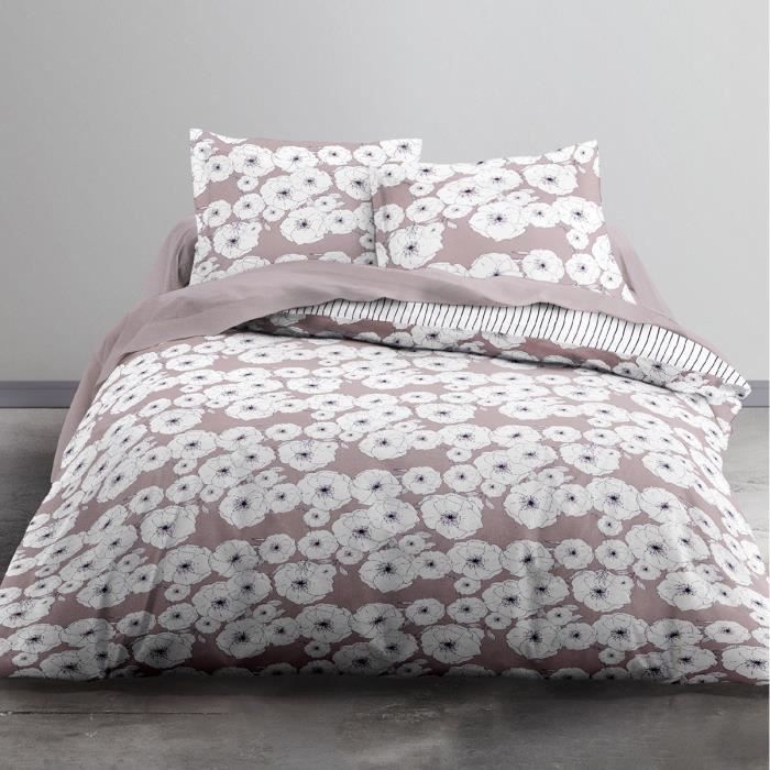 Housse de couette 220x240 Enumclaw + 2 taies 100% coton 57 fils Blanc