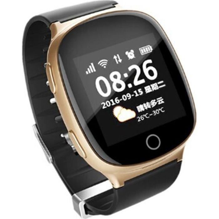 Montre Connectée Traceur Gps Connectée Senior Cardiofréquencemètre écran Tactile Alarme Chute Wifi Sim Rappel Or - Yonis Noir