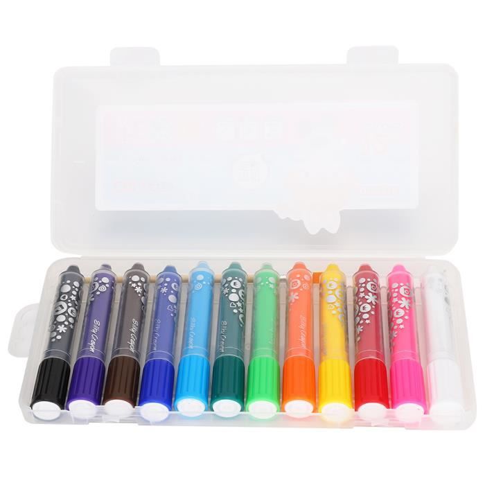 LAR Bâton de Crayon de Cire Soluble à Eau Non Toxiques enfants 12 Couleurs