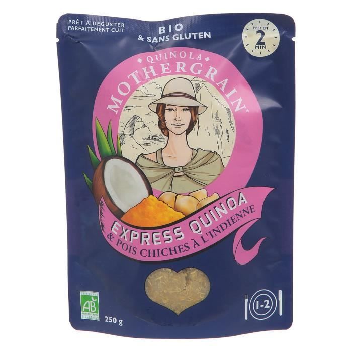 QUINOA MOTHERGRAIN Express quinoa et pois chiches à l'indienne bio - 250 g