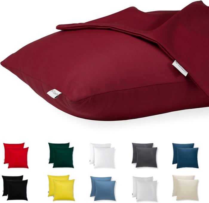 Artscope Housse De Coussin En Lin 40x60cm Bordeaux - Taie D'Oreiller Canapé Salon Chambre Décoration