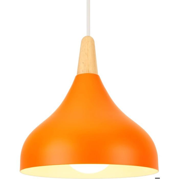 WOTTES Lustre Suspension Rétro Luminaire Moderne Style Goutte Chapeau Plafonnier E27 Métal Lampe pour Cuisine Ø20CM Orange 1 Pack