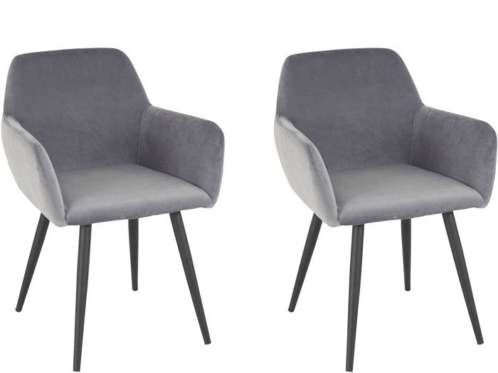 Live Lot de 2 chaises de salle à manger en velours gris