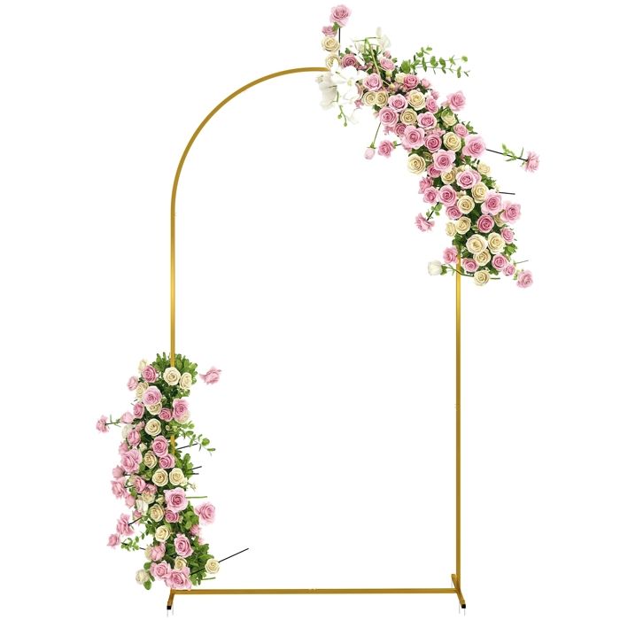 Support darche de fond - arche de floraux - Outsunny - 22 m - pour mariage fête danniversaire fête prénatale - en métal - doré