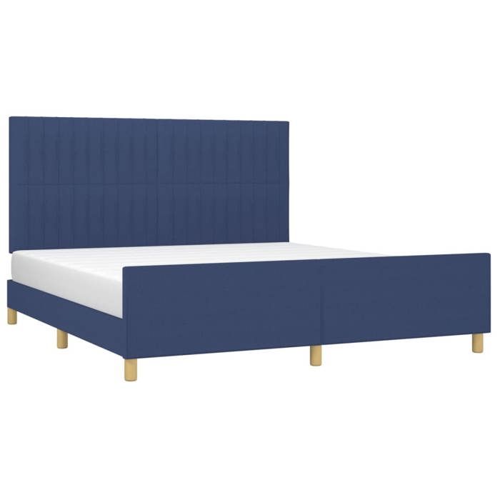 RemiseLit 2 personnes Cadre de lit Double sans matelas bleu 160 x 200 cm tissu JILIMAISON2025 8775387