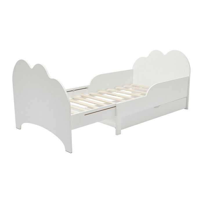 Lit évolutif 90 x 140/170/200 cm avec tiroir - Pin et MDF - Blanc - TEONIA