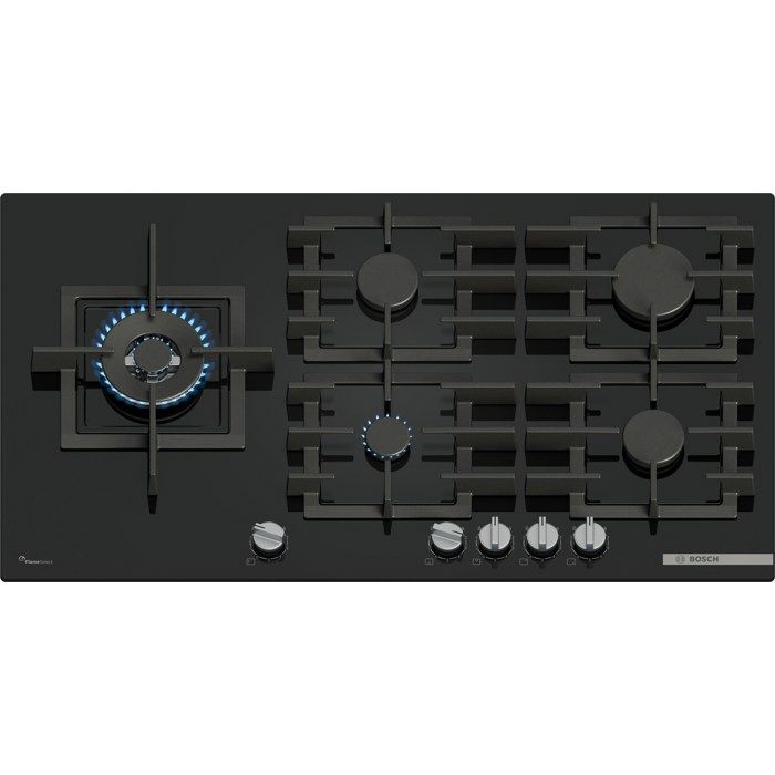 Plaque De Cuisson Bosch PPM9A6I40 – Gaz 90 cm 5 Foyers, Verre Noir
