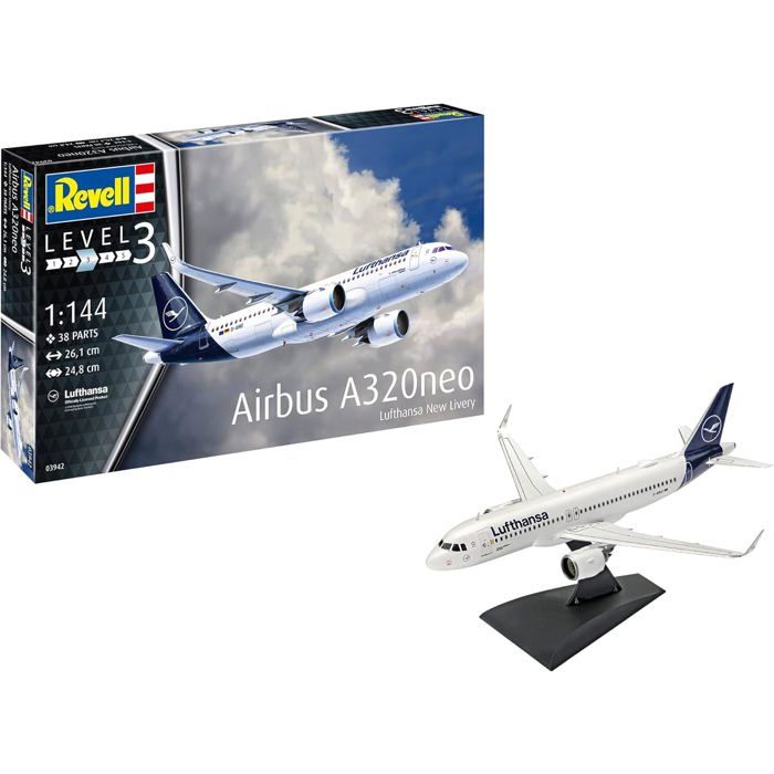 Maquette Air France A350-900 – Échelle 1/200 – En ABS à Assembler – Avec Support – 33,5 X 32,38 X 8,53 Cm – Collection Ou Cadeau