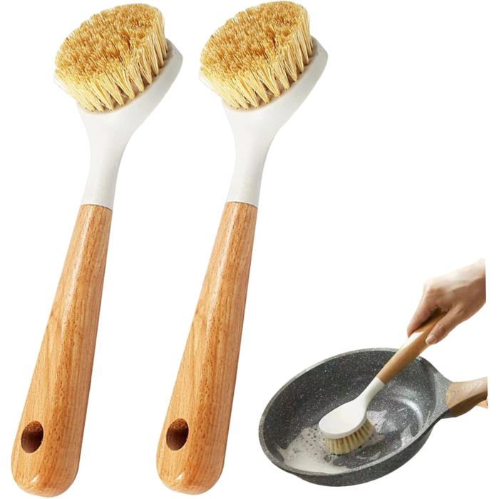 Brosse à vaisselle 2pcs Nylon Dish Sclow Brush avec Poignée bois Brosse à vaisselle avec brosse nettoyage trou pour