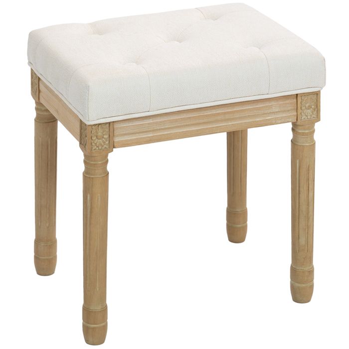 Repose pied salon - HOMCOM - siège rembourré en tissu aspect lin - pieds en bois dhévéa - 42 x 32 x 46 5 cm - beige Repose pied salon - HOMCOM - siège rembourré en tissu aspect lin - pieds en bois dhévéa - 42 x 32 x 46 5 cm - beige