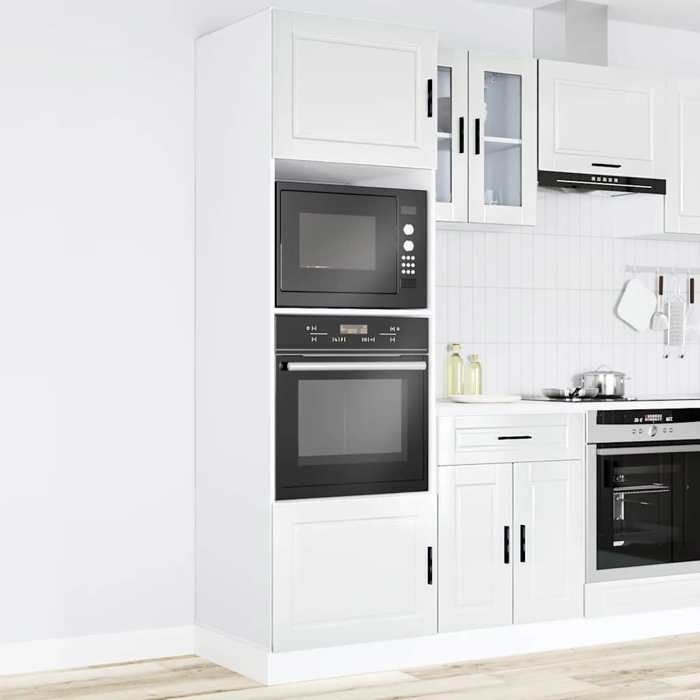 Blanc 2 pcs Armoires de four - MANGO - MEUBLE RANGEMENT - Porto blanc brillant bois dingénierie FR397