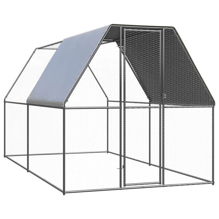 Poulailler extérieur - vidaXL - Acier galvanisé - 2x4x2 m - Toit résistant à leau - Porte avec serrure