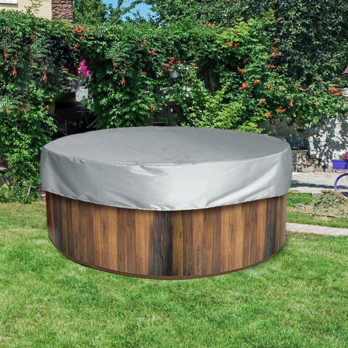 Housse de protection spa/piscine - PZCC - Ronde - 190 cm - Gris - Placage argenté