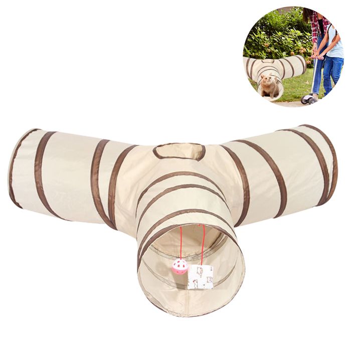 Comparer les prix de Tunnel pour chat jouet de jeu pliable à 3 voies - Tube amusant pour lapins chatons et chiens Label