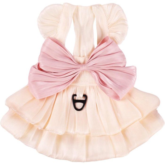 Robe de princesse pour petite chienne robe à nœud papillon avec anneau en D robe de mariée pour petite chienne