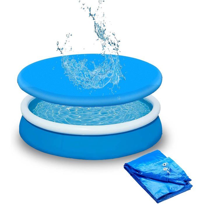 bache Piscine Couverture De Piscine Rond Bâche de Protection pour Piscine avec Anneau en métal et Cordon de Serrage- Diamètre:210cm