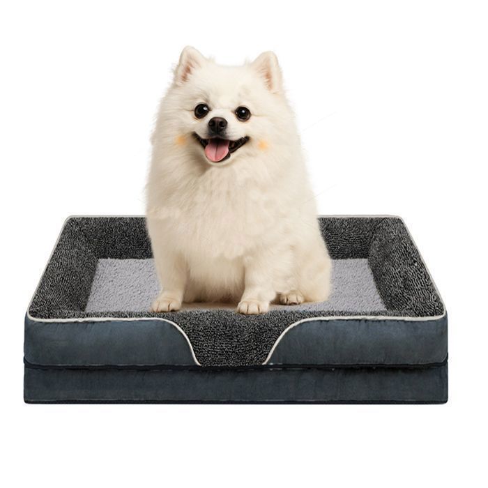 Comparer les prix de Lit de ChienTaille S Panier Chien pour Animal de Compagnie en Mousse à Mémoire Coussin Chien avec Housse Lavable Amovible-Gris S
