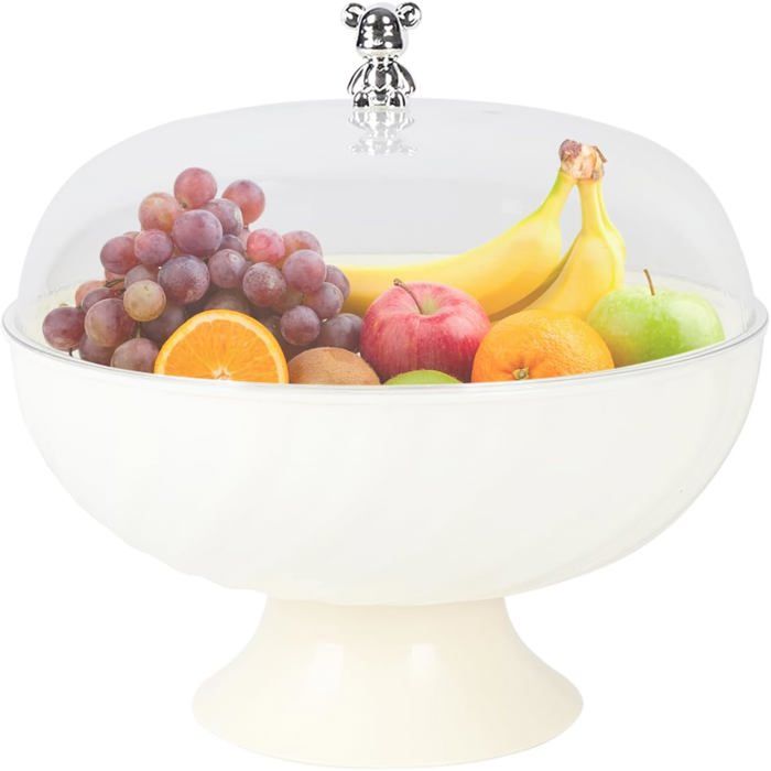 Corbeille à fruits transparente avec couvercle pour plan de travail idéale pour présenter fruits et légumes lors de fêtes