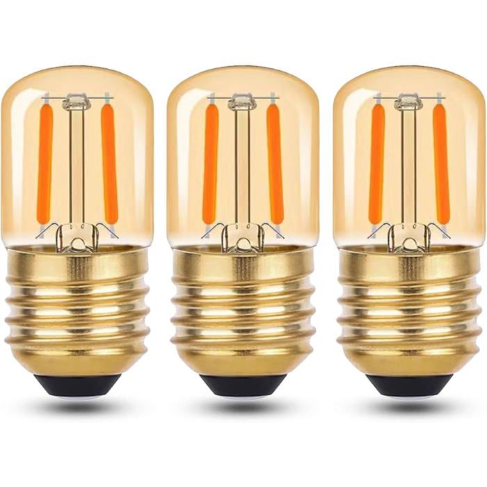 Ampoule LED E27 Veilleuse 1W Blanc Chaud 2200K T28 Mini Ampoule Vintage E27 LED à Filament Non Dimmable Lot de 3