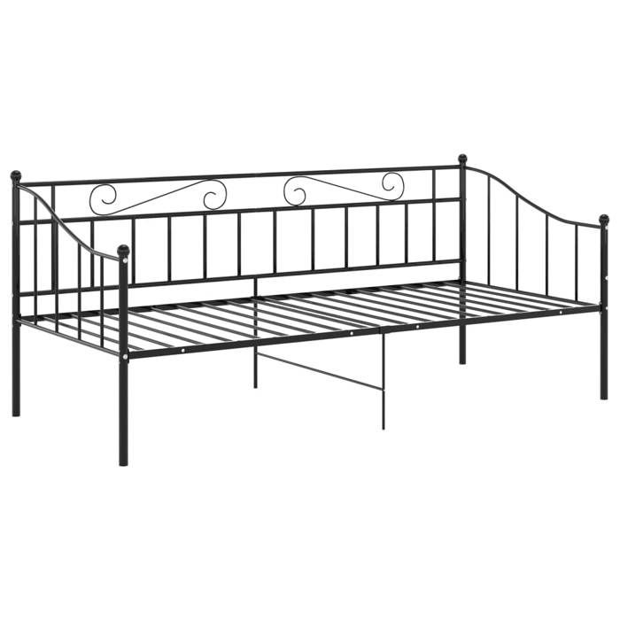 1 Place - Cadre de canapé-lit/Lit Gigogne - 2065x95x895 cm - sans matelas - noir métal 90x200 cm FR_002203393