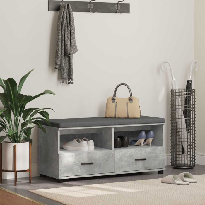 Meuble à casier - VIDAXL - Banc dentrée - Coussin gris béton - Rangement intégré - 100 x 38 x 46 cm