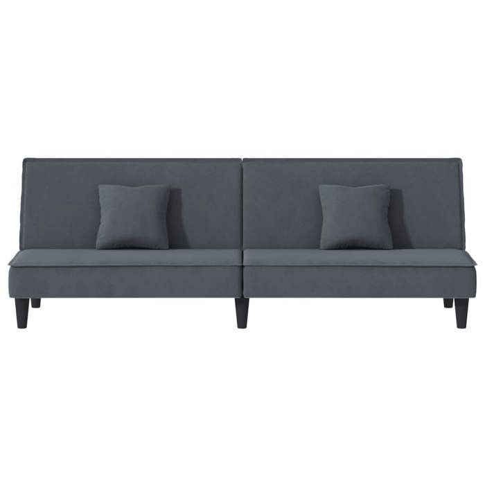 Canapé-lit convertible velours - SOLOMOON - Gris foncé - 200x89x70 cm - 200x100x33 cm déployé - Velours doux