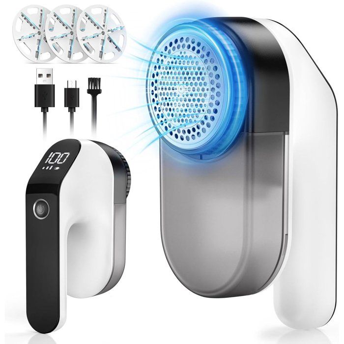 Brosse anti-peluches électrique - DEMA - 3 vitesses réglables - Tête à 6 lames - Rechargeable via USB Type-C - Écran LED