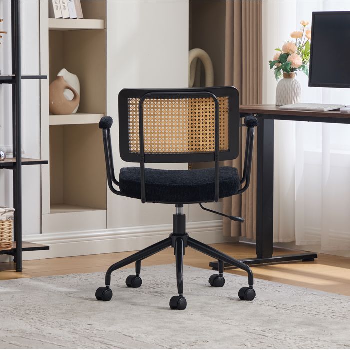 Fauteuil de bureau vintage à roulettes EVRYAE 61 x 58 5 x 83 5-91 5 cm pivotant réglable noir