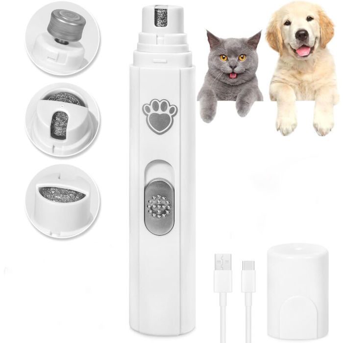 Ciseaux à ongles électriques adaptés aux chats et chiens – double vitesse 5000/7500 tr/min – conception silencieuse