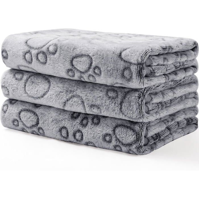 Couverture polaire pour chien et chat - lot de 3 plaids ultra-doux 60 x 40 cm motif os/paw/étoile lavables en machine