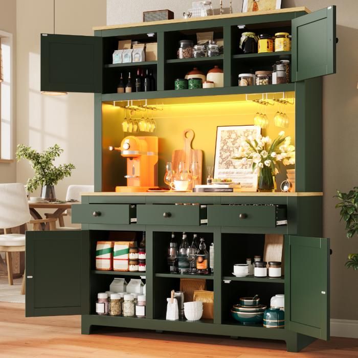 Buffet Haut 120 x 40 x 180 cm - Portes Effet Rotin LED App Étagères Réglables Anti-Basculement Blanc