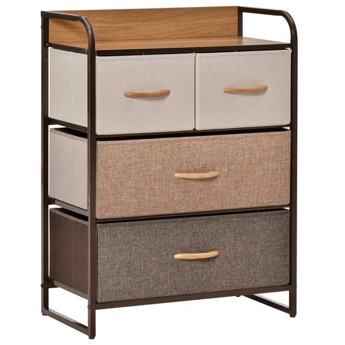 Meuble de Rangement chiffonnier 4 tiroirs en Tissu 58 x 29 x 78 5 cm multicolore