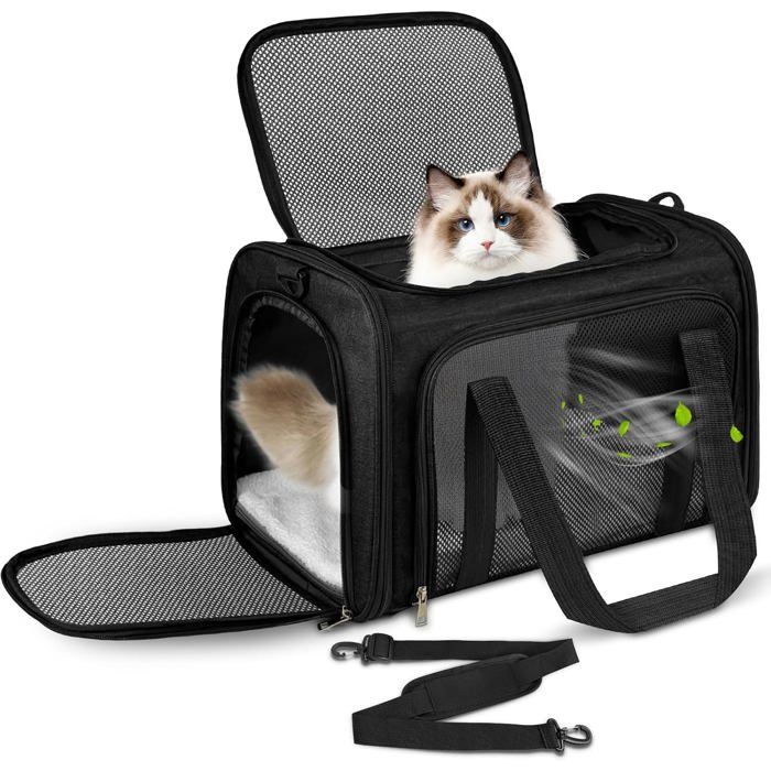 Sac de transport pour chat et chien - matelas souple respirant pliable en polyester dimensions 43 x 28 x 28 cm idéal petit chien