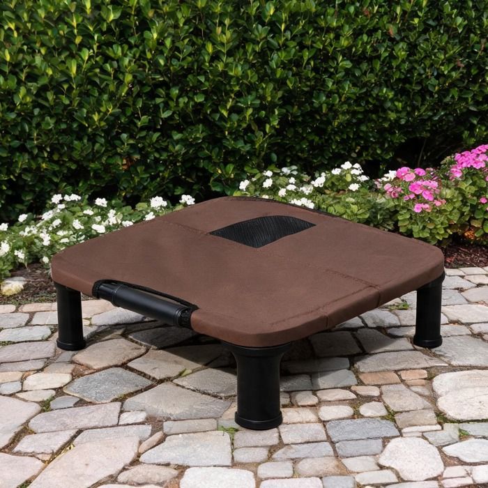 Lit surélevé pour chien XXL en textilène marron 122x92x23 cm – Usage intérieur et - Marron Bois 48.03 x 36.22 x 9.06 cm Ref VLMWSD