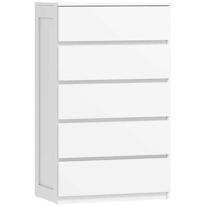 Commode - HELLOSHOP26 - 60 x 39 x 100 cm - 5 tiroirs - Sans poignées - Blanc Commode - HELLOSHOP26 - 60 x 39 x 100 cm - 5 tiroirs - Sans poignées - Blanc