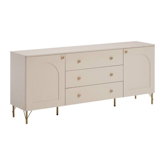 Buffet avec 2 portes et 3 tiroirs - Beige et doré - ALOBARA Buffet avec 2 portes et 3 tiroirs - Beige et doré - ALOBARA