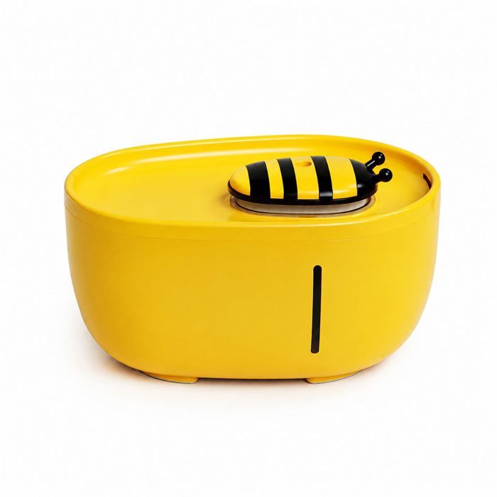 Fontaine à Eau Chat Distributeur Automatique Filtration 4 Couches Silencieux USB 2L Design Abeille pour Animaux Domestiques