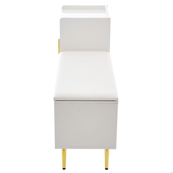 Meuble à chaussures banc dentrée 120x35x71 5 cm blanc haute brillance étagères réglables coussin rembourré ORVRYN