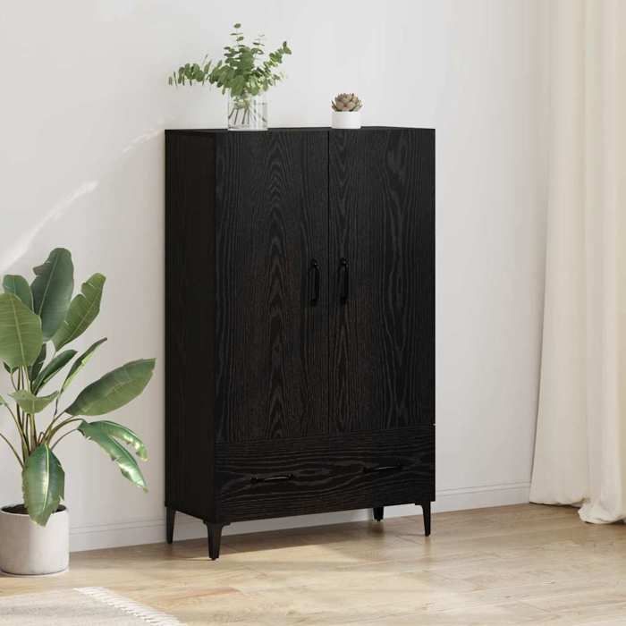 Noir Haut Armoire avec tiroir Chêne noir 70x31x115 cm - Meuble Rangement LV40051