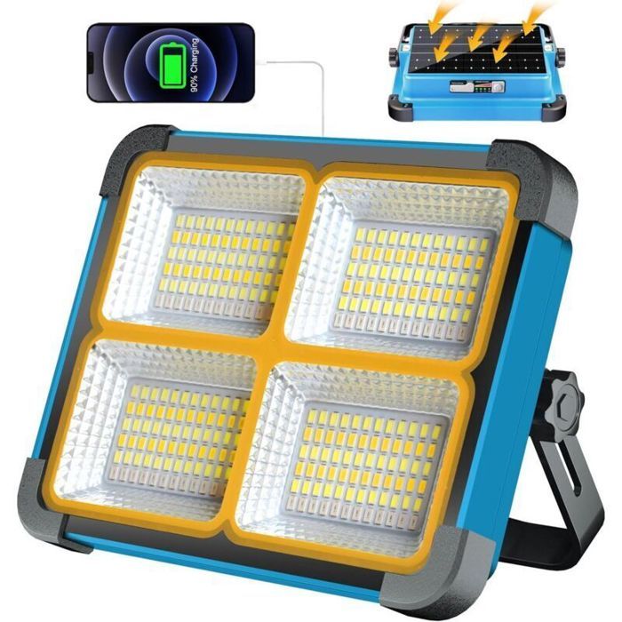 Projecteur LED rechargeable - 10000LM 5 modes déclairage - Chantier camping garage - IP66