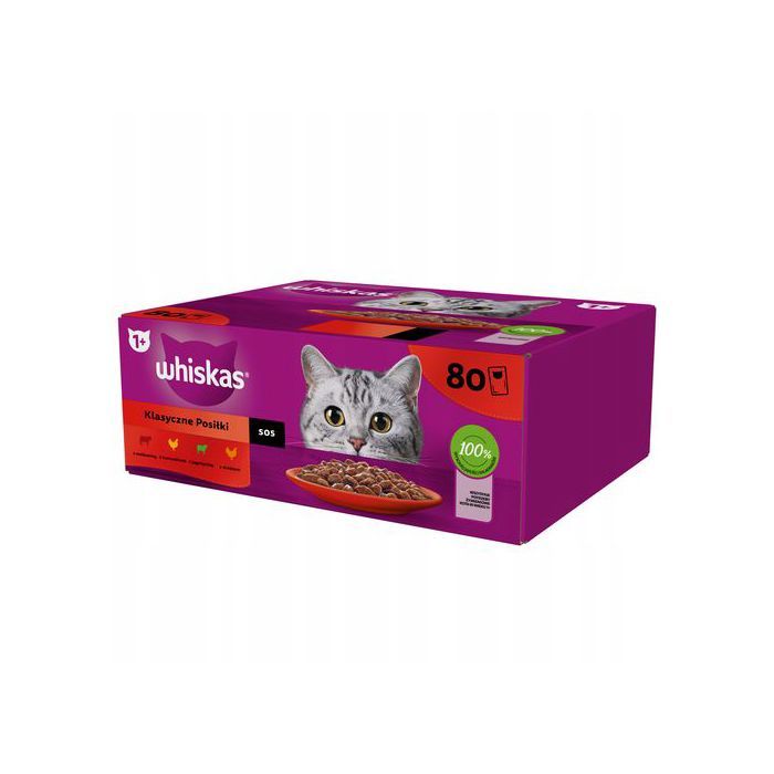 Aliment humide pour chat adulte en sauce - whiskas - 80 sachets de 85 g Aliment humide pour chat adulte en sauce - whiskas - 80 sachets de 85 g