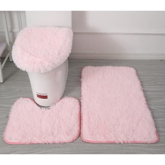 Tapis De Toilette En Forme De U Ultra Doux - Microfibre Absorbante Antidérapante - Motif Léopard 50x40 Cm