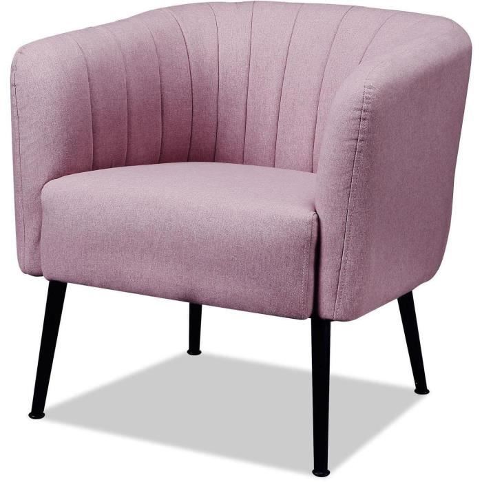fauteuil scalita rose - athm design - assise polyester pieds metal - tissu - contemporain - design